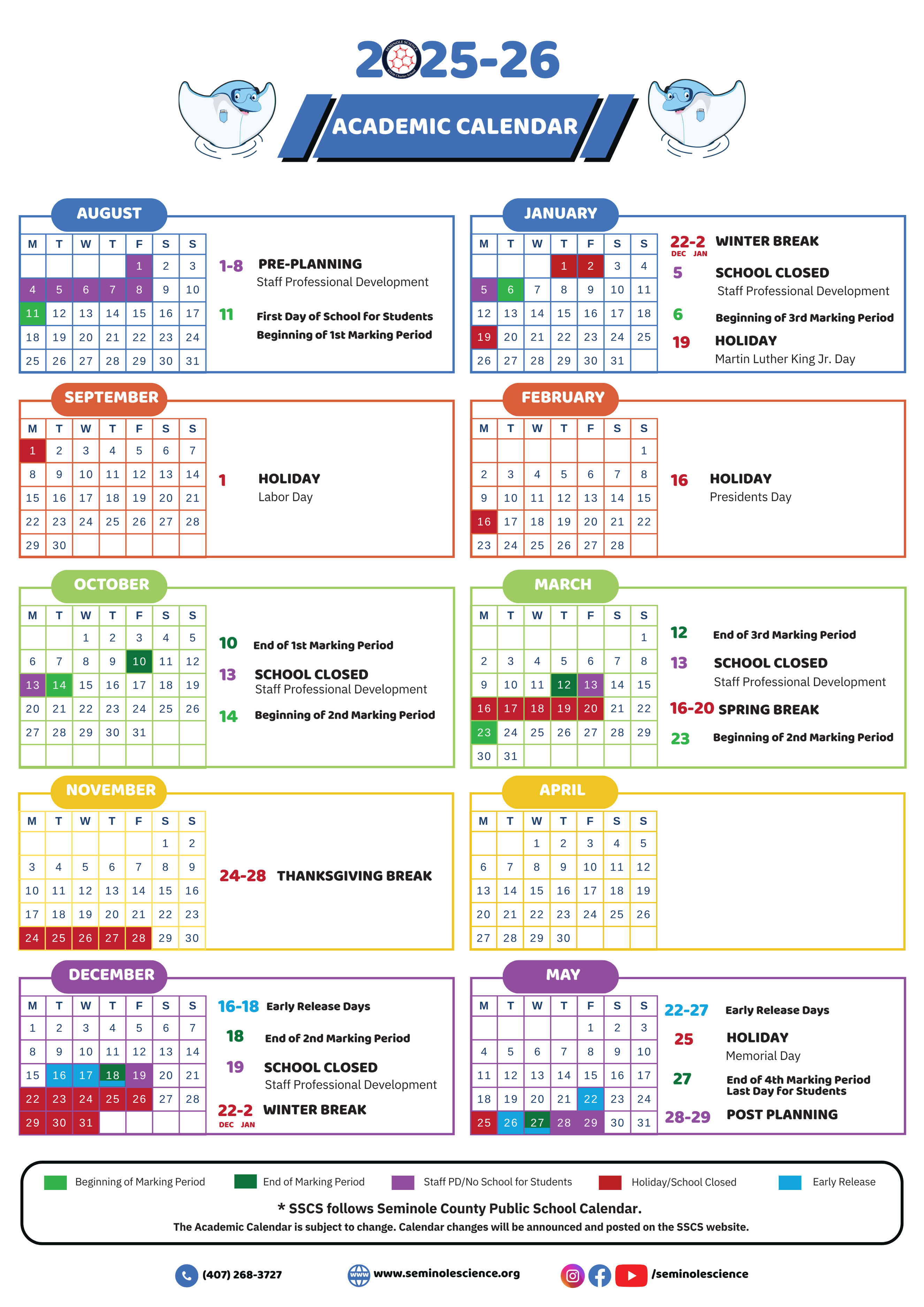 SSCS Academic Calendar 2025 26
